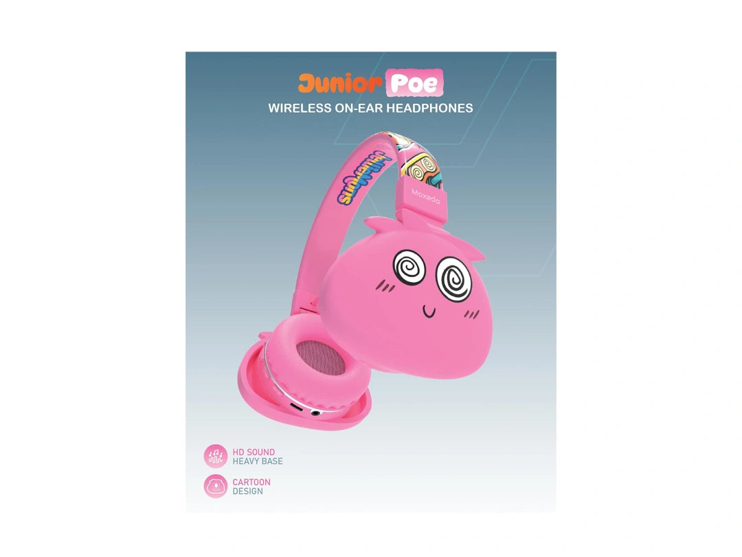 Moxedo Junior Poe Wireless On-Ear Headphones - Pink in Qatar Moxedo Junior Poe Wireless On-Ear Headphones - Pink in Qatar